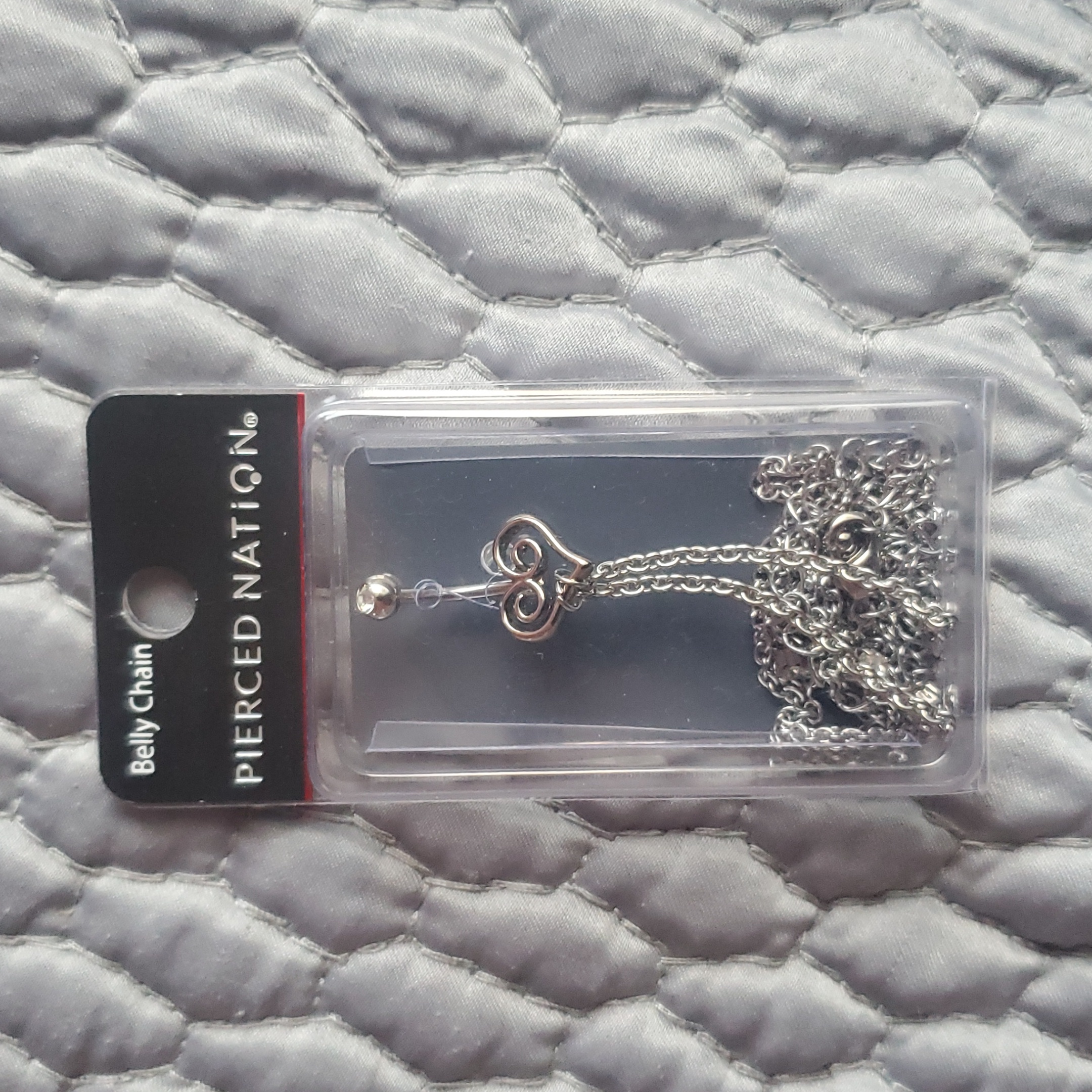 Heart Belly Ring With Attached Belly Chain Around Waist!